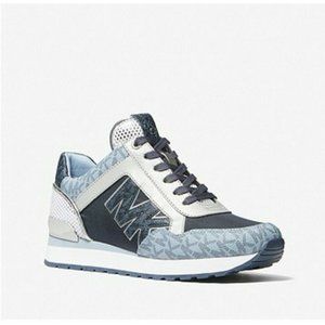 Michael Kors Women's Maddy Mixed Media Trainer Sneakers Pale Blue Multi